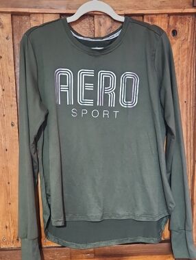 Aeropostale Olive Green Long Sleeve 'Aero Sport' Tee